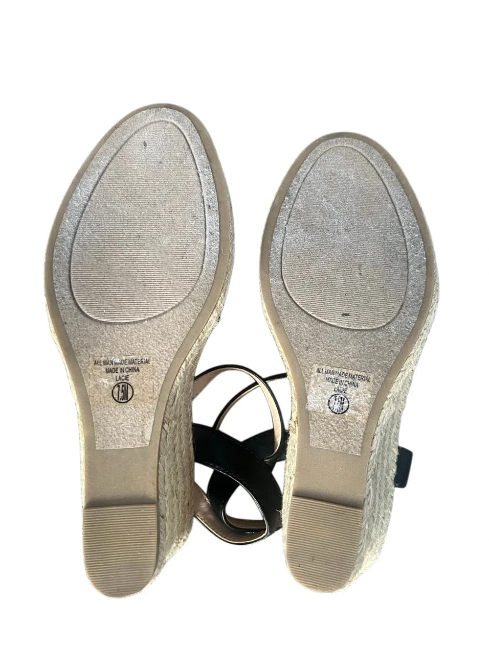 Solano Women's Black Lace Espadrille Wedge Sandals Sz 7.5